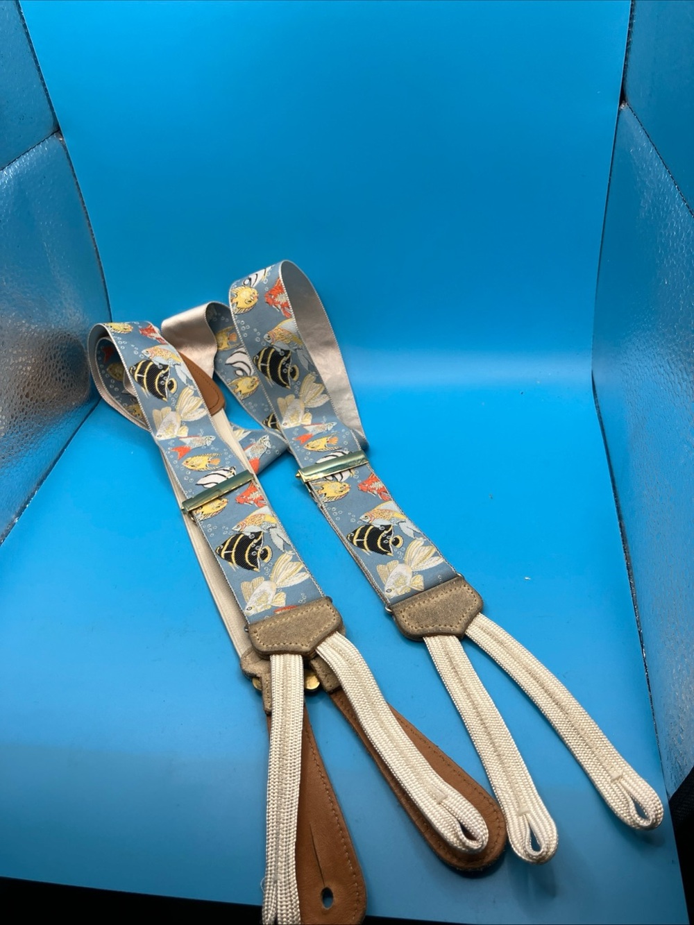 trafalgar fish suspenders vintage blue